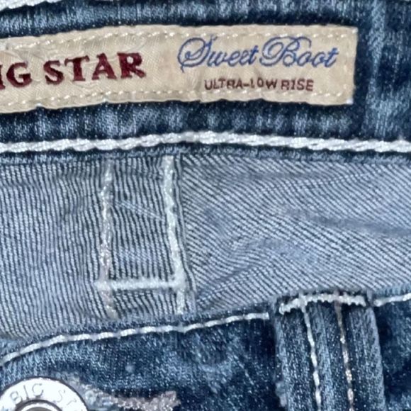 Big Star Sweet Bootcut Ultra Low Jeans Size 27x28 - Picture 3 of 8
